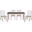 Ensemble de salle à manger 5 pièces - Table rectangulaire en bois et 4 chaises en tissu gris / blanc / brun