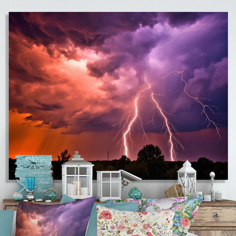 " Dramatic Thunderstorms II ", Gold Picture Framed, 34" H x 44" W
