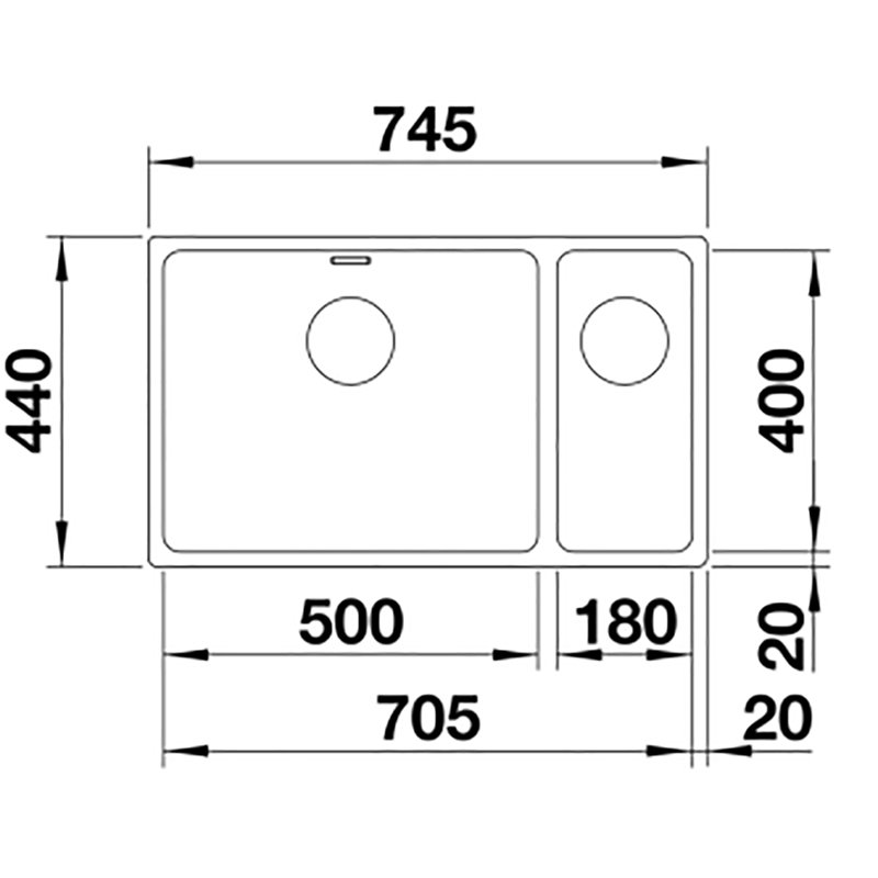 Andano 1.5 Bowl Undermount Kitchen Sink, Left