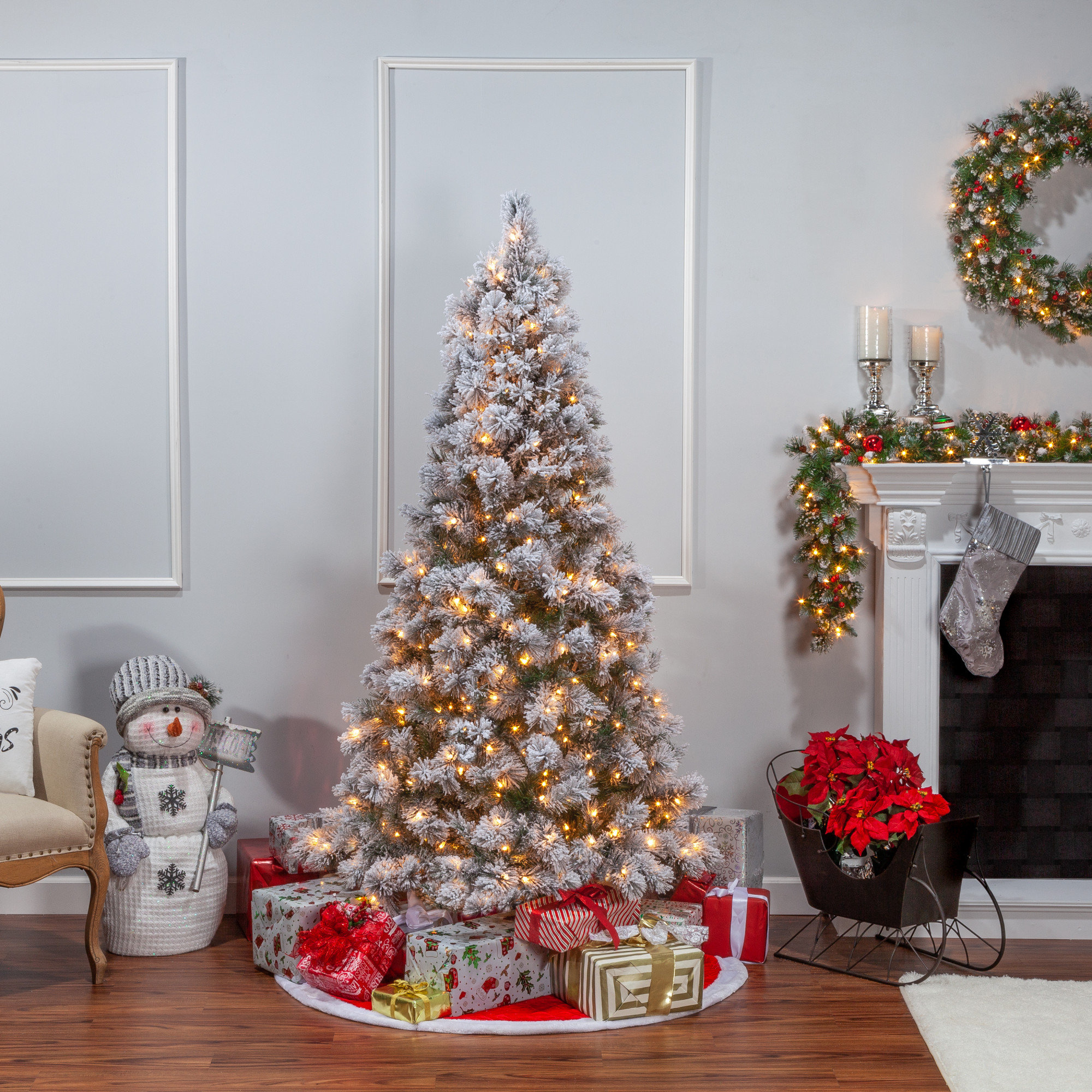 Lighted Artificial Pine Christmas Tree, 6.5'