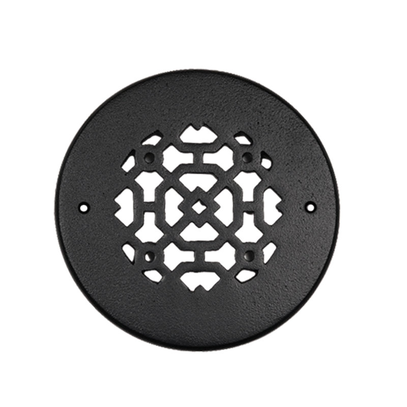 Grille ronde en aluminium moulé massif Achtek de 4,5 po (6 po de diamètre au total), revêtement en poudre, Noir thermolaqué