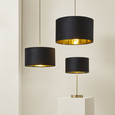 Aidas Linen Blend Drum Lamp Shade ( Slip-On ) in Black