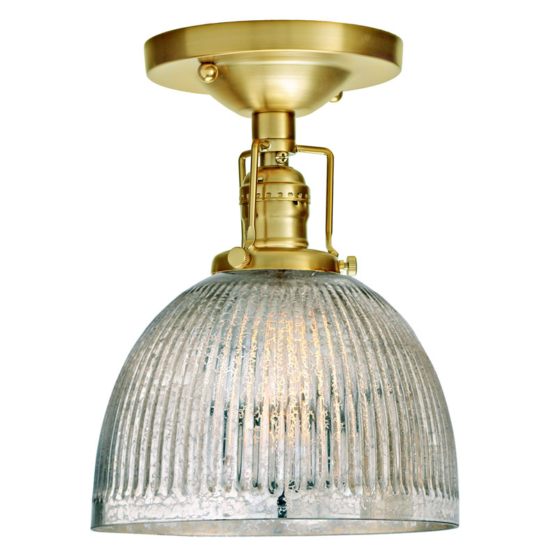 Shumway Glass Semi Flush Mount, Rubbed Brass