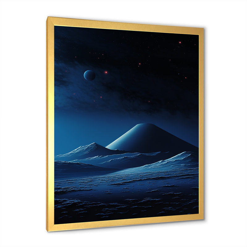 Paysage lunaire volcanique I, Cadre doré simple, H 32 po x l 24 po x P 1 po