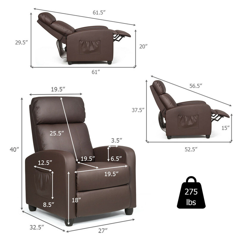 Fauteuil inclinable massant en simili-cuir, Similicuir brun