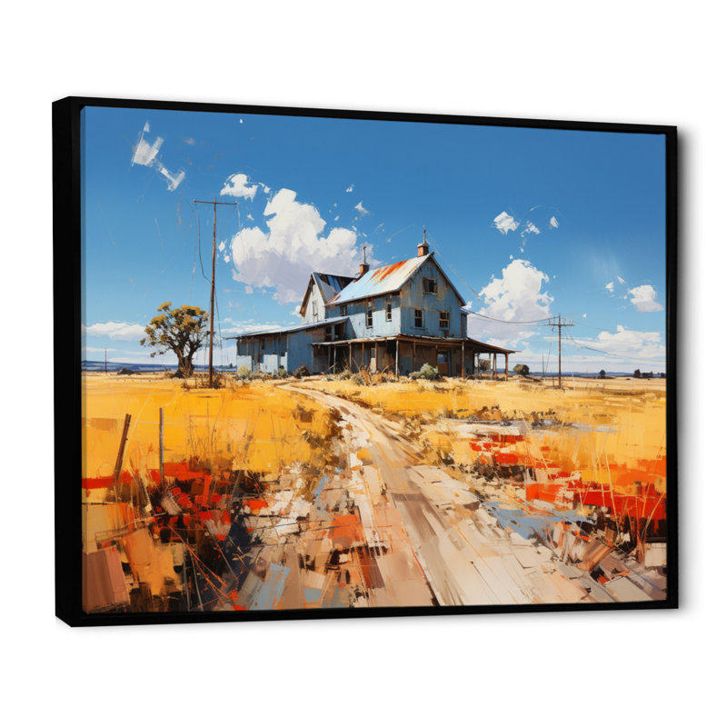 Markees " Farmhouse Farmstead Abstraction I ", H 30 po x l 40 po, Cadre flottant noir