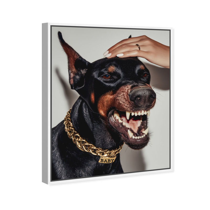 Baby Doberman Print by Oliver Gal, 21" H x 17" W, White Floater Frame