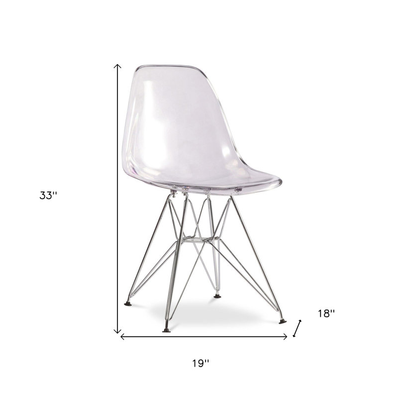 Chaise d'appoint de salle à manger en acier transparent et argenté