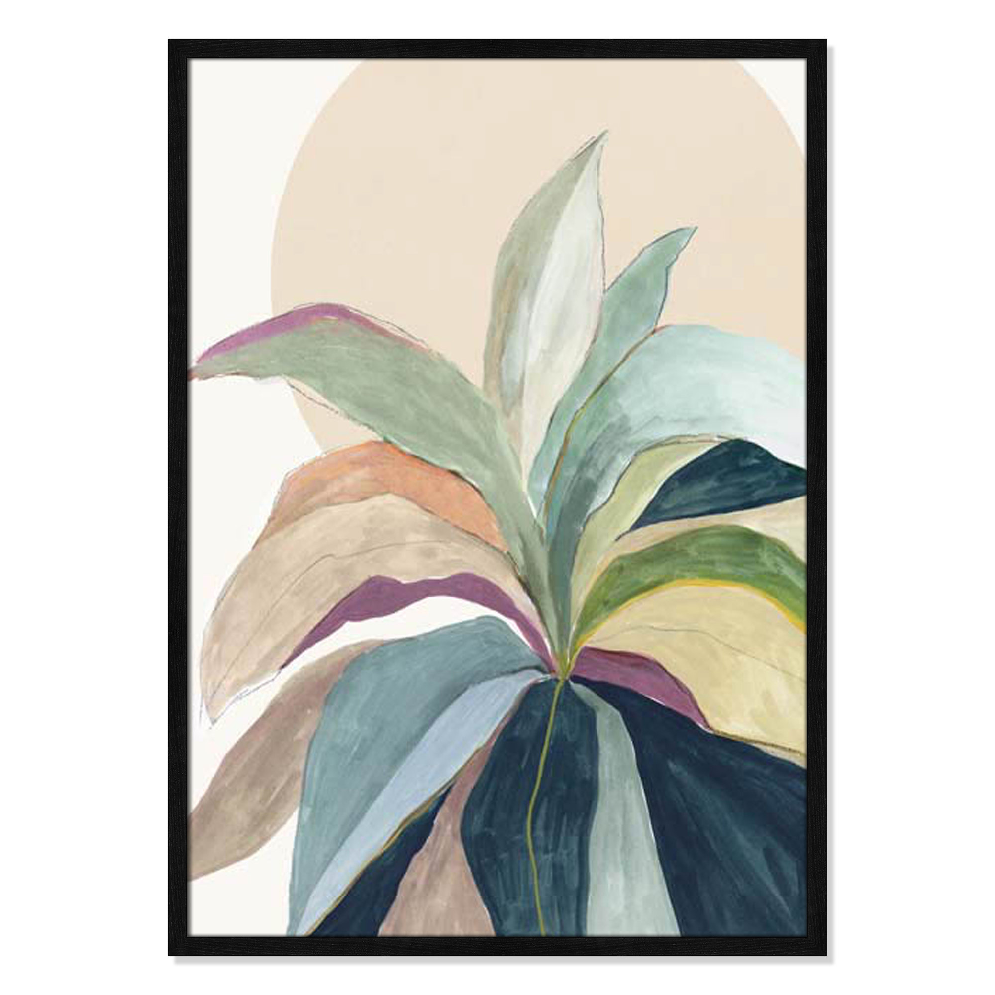 Sunny Bright Leaves II by Asia Jensen, Black Slim Unmatted Picture Framed, 35.5" H x 25.5" W x 0.75" D