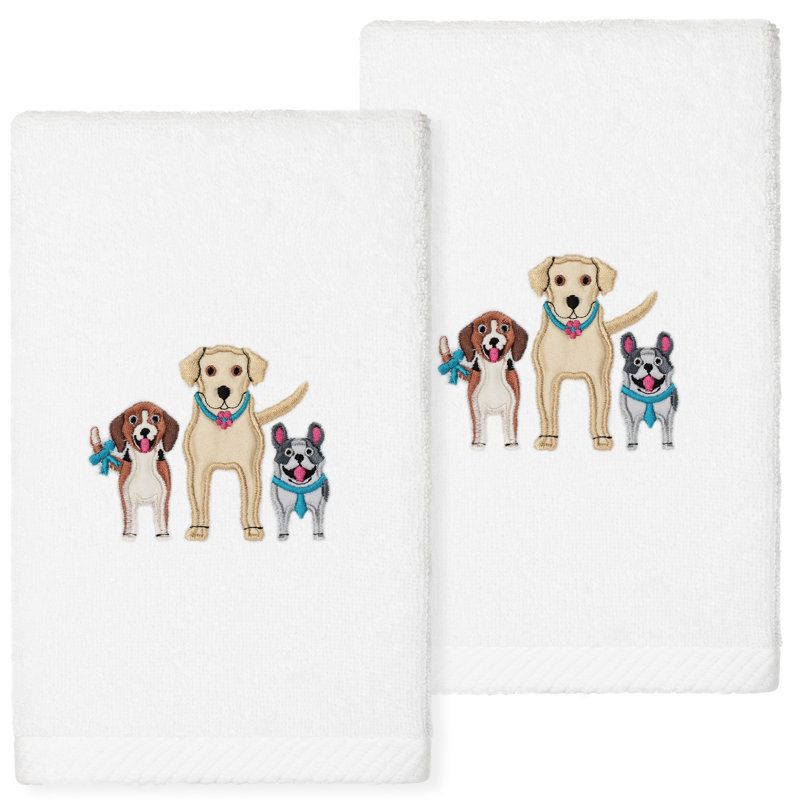 Débarbouillette en coton DOGS, Blanc