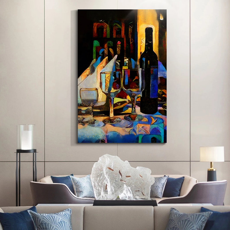 «Khiri», verres à vin abstraits sur toile, H 12 po x l 18 po x P 1,5 po
