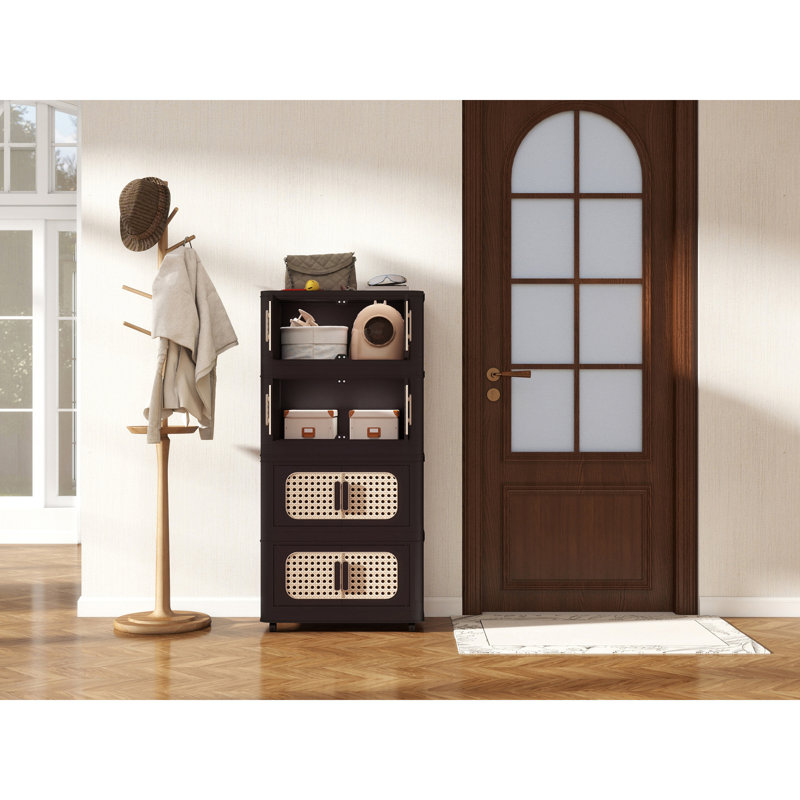 Armoire de rangement latérale large et pliante, Brun