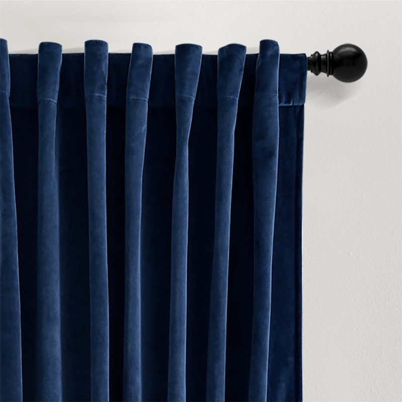 Rust Velvet Blackout Pleated Window Curtain Panels