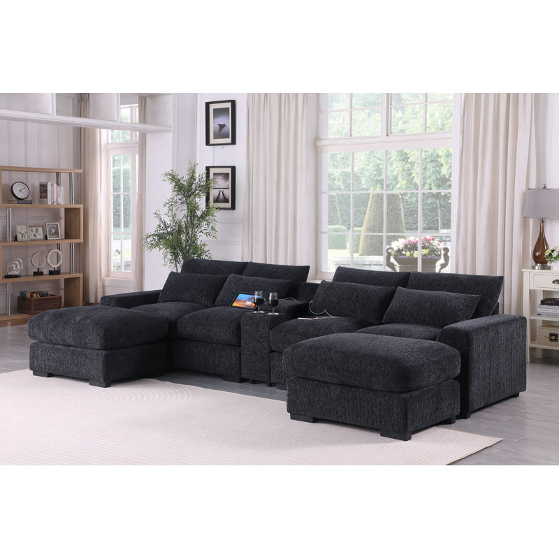 Canapé et chaise rembourrés Nyeisha, Chenille grise foncée