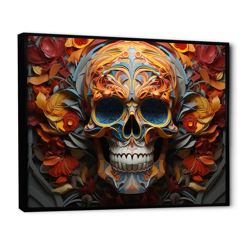 " Skull Eternal Rest Geometric II ", Black Floater Framed, 34" H x 44" W