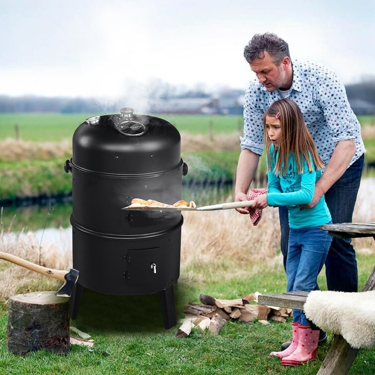 Clihome Charcoal smokers 342-Sq in Black Vertical Charcoal Smoker