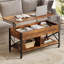 Grande table basse extensible à plateau relevable Sparta avec rangement et roulettes interchangeables, table basse carrée pour le salon  -88672349