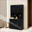 Armoire de cuisine, 71 po, noir moderne: plateau pour micro-ondes, tablettes réglables, 6 portes 1 tiroir | Panneau de fibres à densité moyenne E1 | Peinture UV