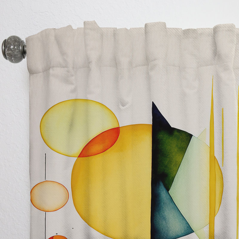 Aylward - Abstrait multicolore jaune I - Rideau moderne - Velours obscurcissant - 1 panneau, L 52 po x L 120 po