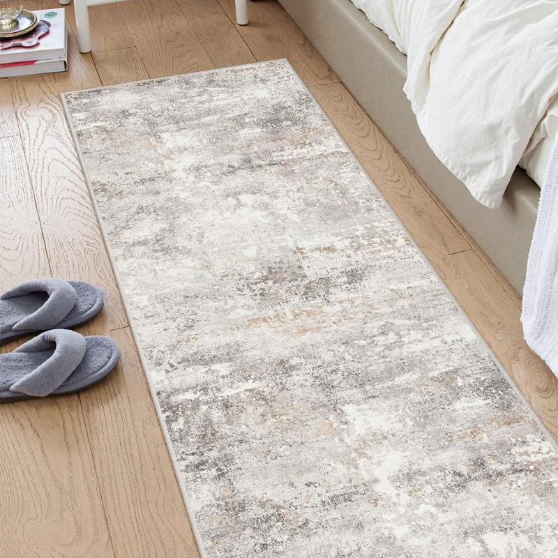 Elroy Washable Abstract Area Rug with Non-Slip Backing, Runner 2' x 8'