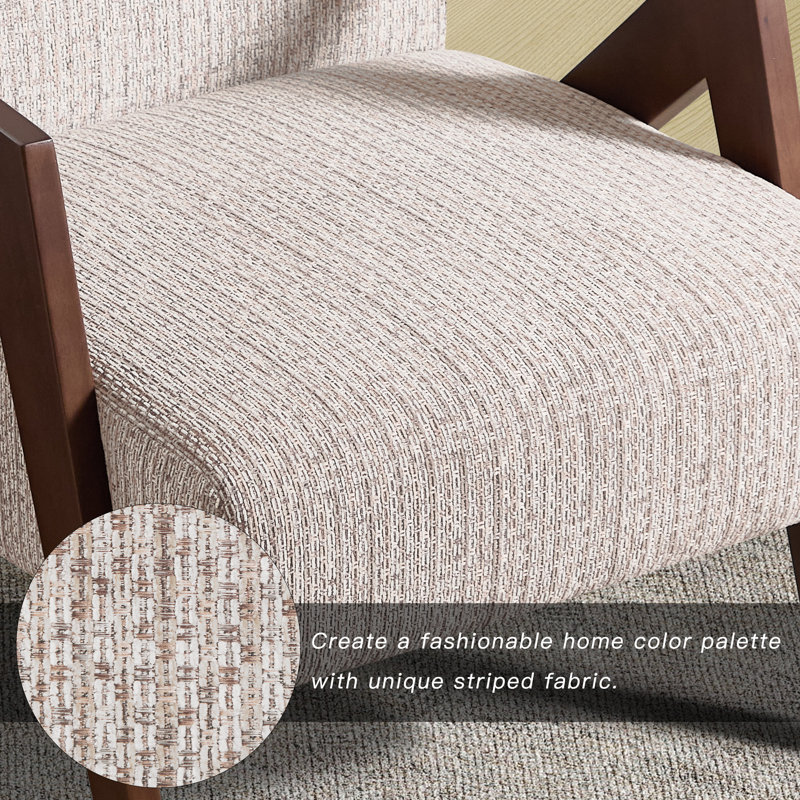 Chaise d'appoint moderne 30,5 po avec accoudoirs souples et pieds en bois massif (ensemble de 7), Beige