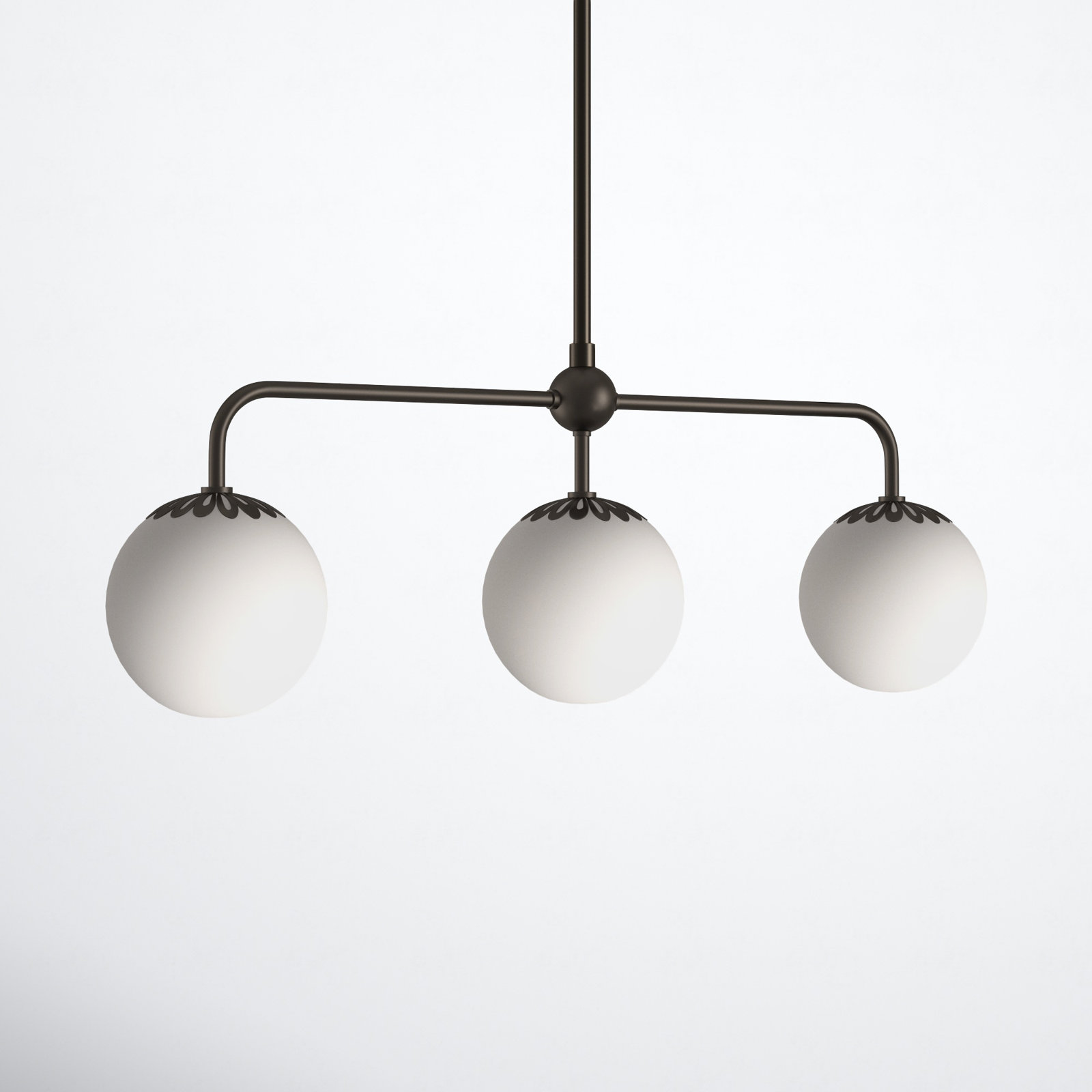 Deniaud 3 Light Glass Pendant, Old Bronze