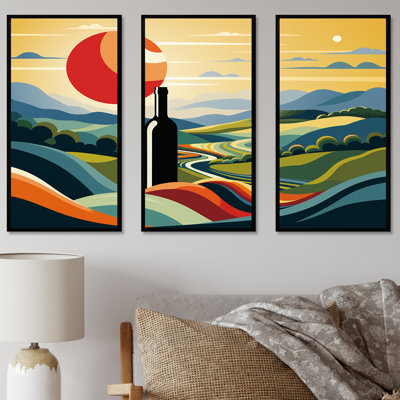 Wine Bottles In Italian Landscapes I - Wine Wall Art