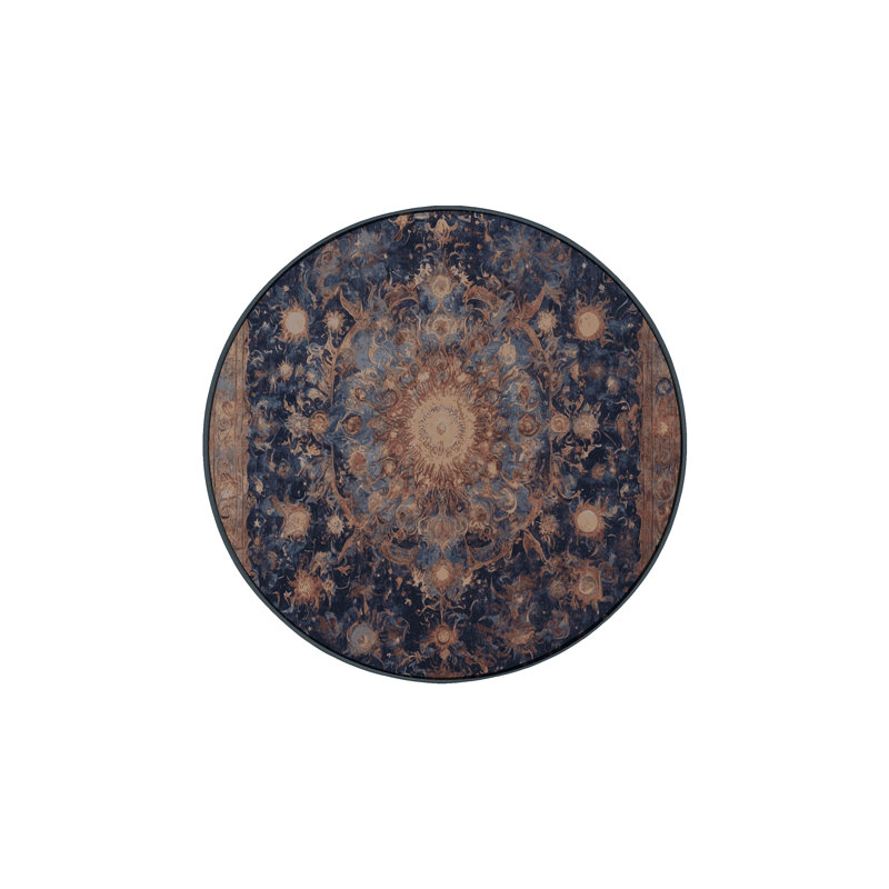 Machine Washable Black Area Rug, Round 8'