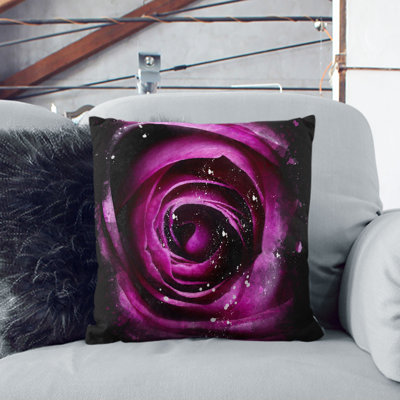 Striking Purple Rose Cushion with Filling
