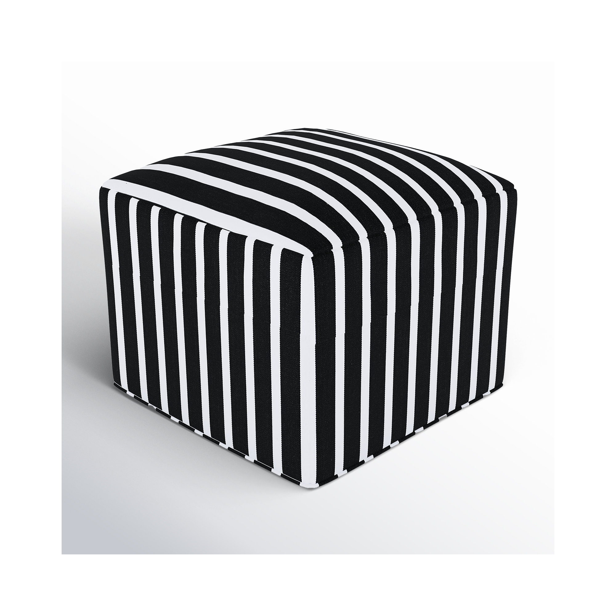 Eliana  Upholstered 18" Ottoman, Sunbrella Shore Classic, 18"H x 18"W x 18"D