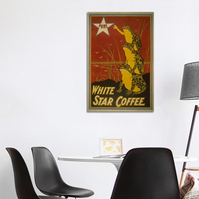 White Star Coffee Brand Label Vintage Poster - Wrapped Canvas Print