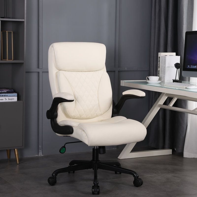 Llambrini Ergonomic Executive Chair  Faux Leather Office Chair with Headrest, Beige