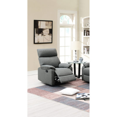 Fauteuil inclinable gris en toile de jute avec dossier et tissu pour une atmosphère de salon confortable