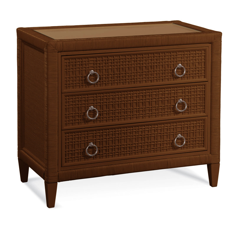 Monterey 3 Drawer Wicker Chest, Coffee, Yes, Satin Nickel