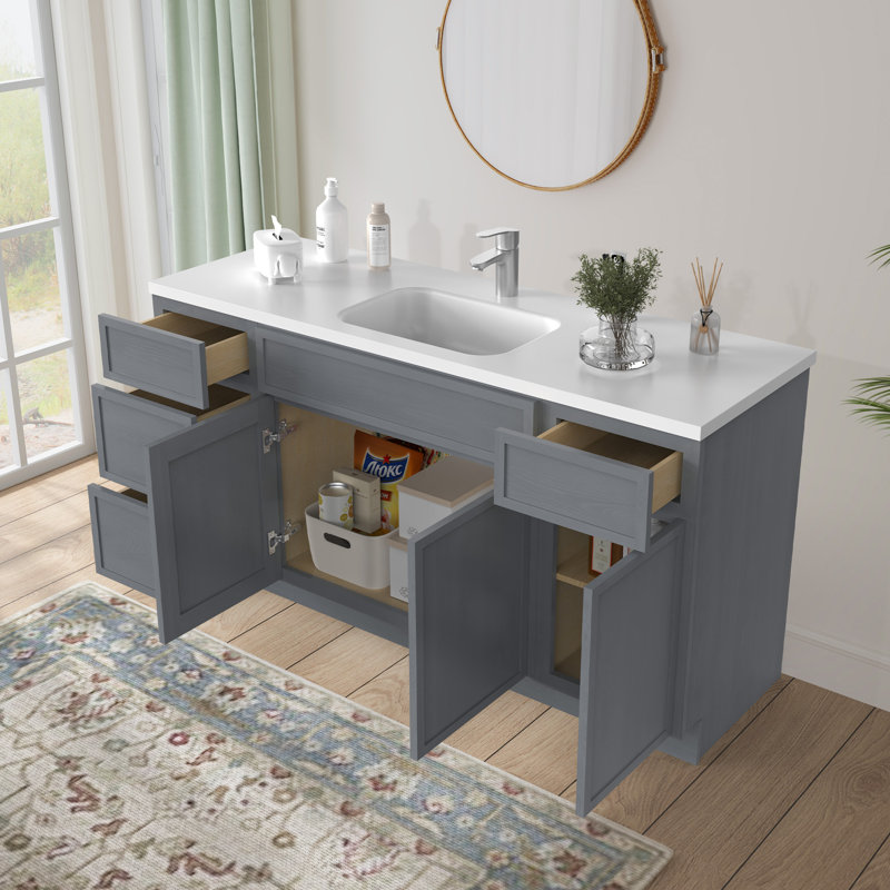 Base de meuble-lavabo simple 60 po seulement, Argent