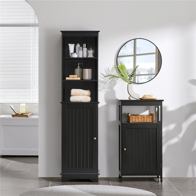 Armoire à linge Timmis l 16 po x H 60,5 po x P 12 po, Noir