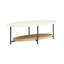 Table basse de salon - ovale, surface blanche, tablette naturelle, plateau de table ovale en métal et forme inférieure-670887011