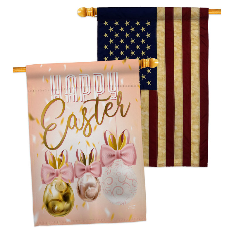 Double Sided 40 in. H x 28 in. W Polyester Easter House Flag