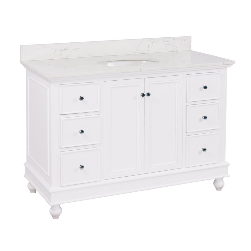 Ensemble de meuble-lavabo simple 48 po Ferdinand, Blanc, Marbre d'ingénierie