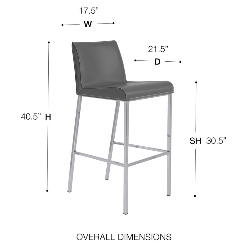 Tabouret de bar et de comptoir Vanissa, Tabouret de comptoir (siège d'une hauteur de 24,4, Similicuir gris