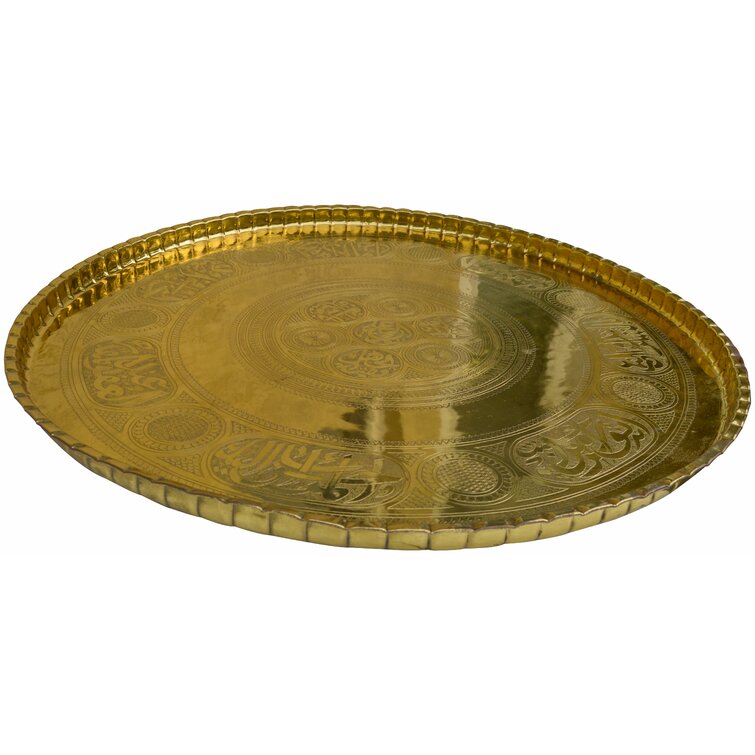 Buy 15 Hand Hammered Brass Tray With an Etched Design Online in