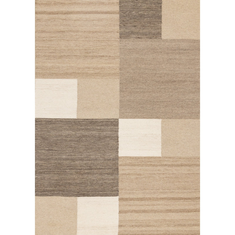 Noemi Handmade Sand Cream Blocks Area Rug, Rectangle 5 pi 3 po x 7 pi 7 po