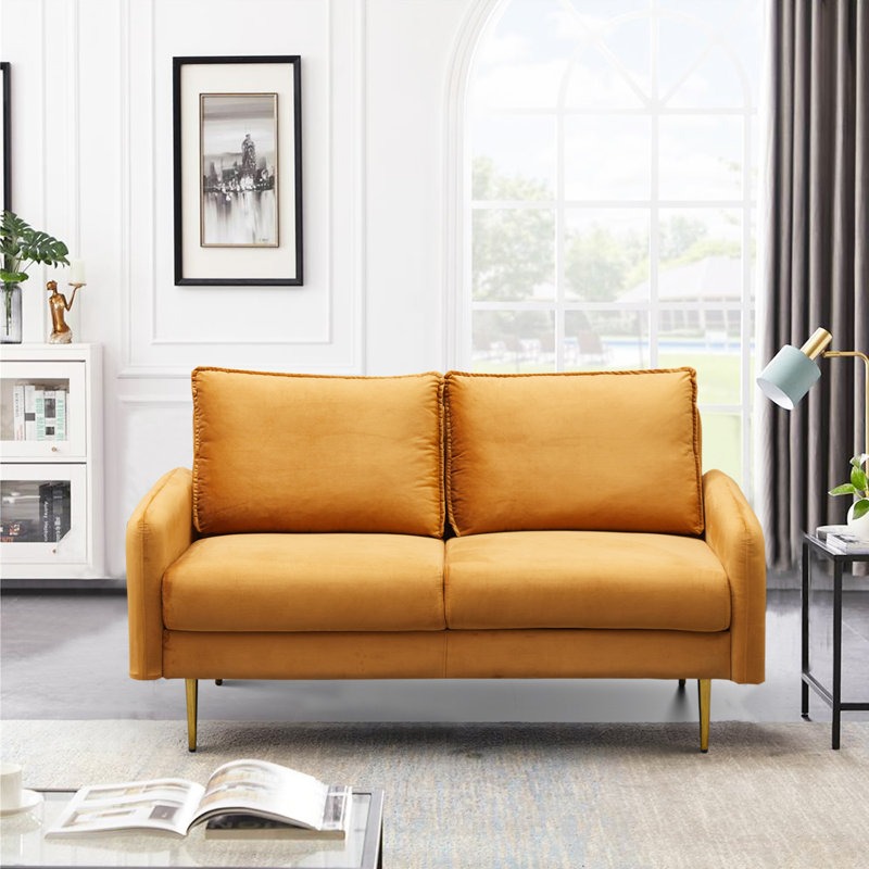 Govany 57.8'' Velvet Loveseat, Ginger Velvet, 33" H x 57.8" W x 31.7" D