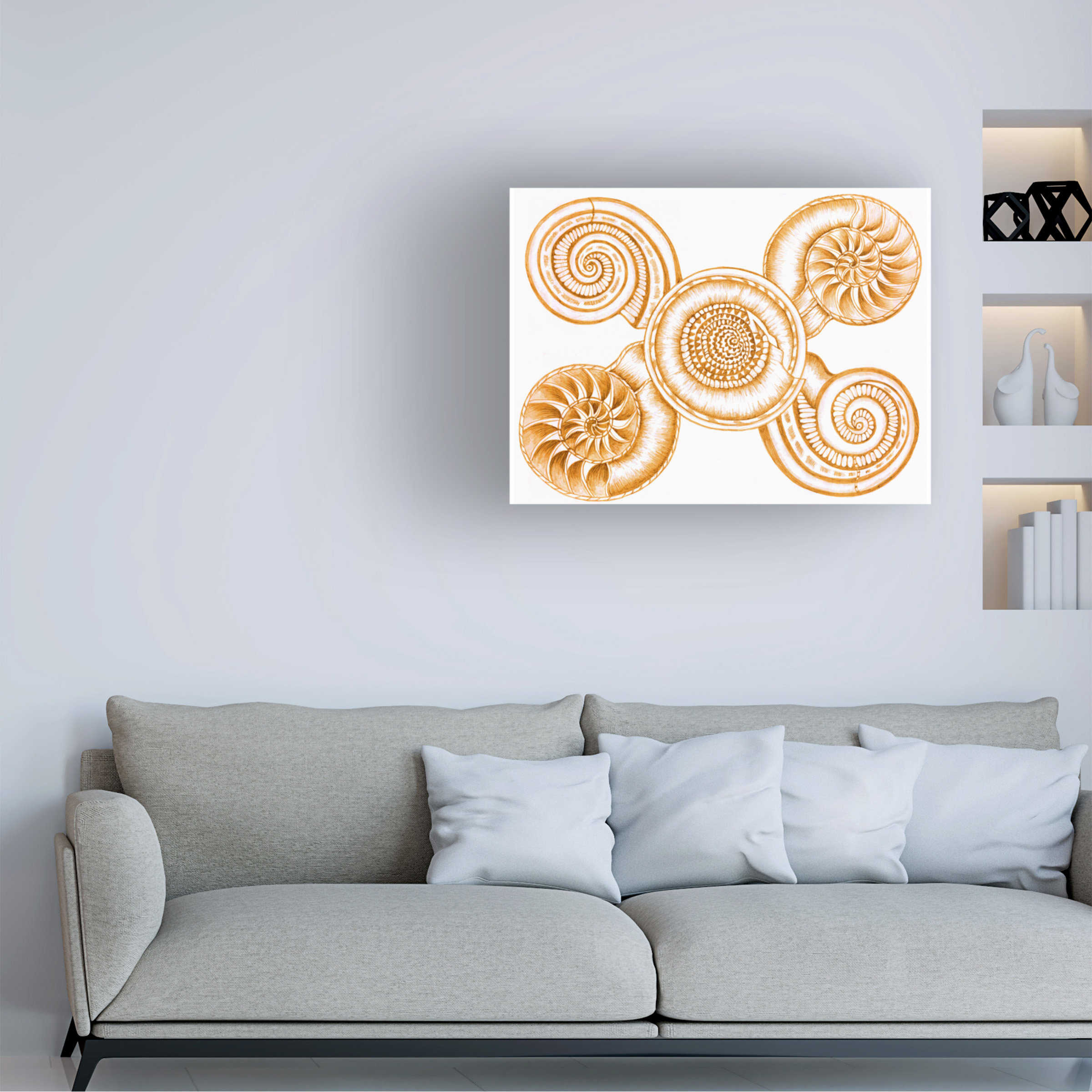 Ebern Designs Bolog Cheryl Bartley Shell Collage Peach Canvas Art | Wayfair