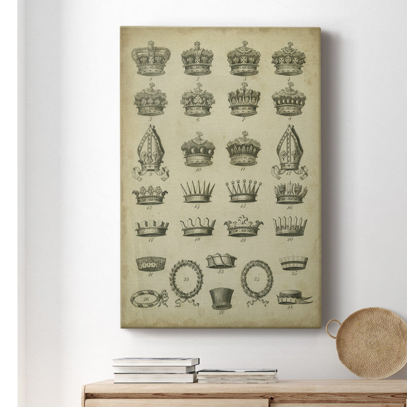 Couronne héraldique et couronnes IV - peinture sur toile tendue, H 18 po x l 12 po x P 1 po