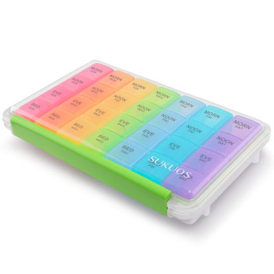  7-Day Pill Organizer, Large Moisture-Resistant Cases