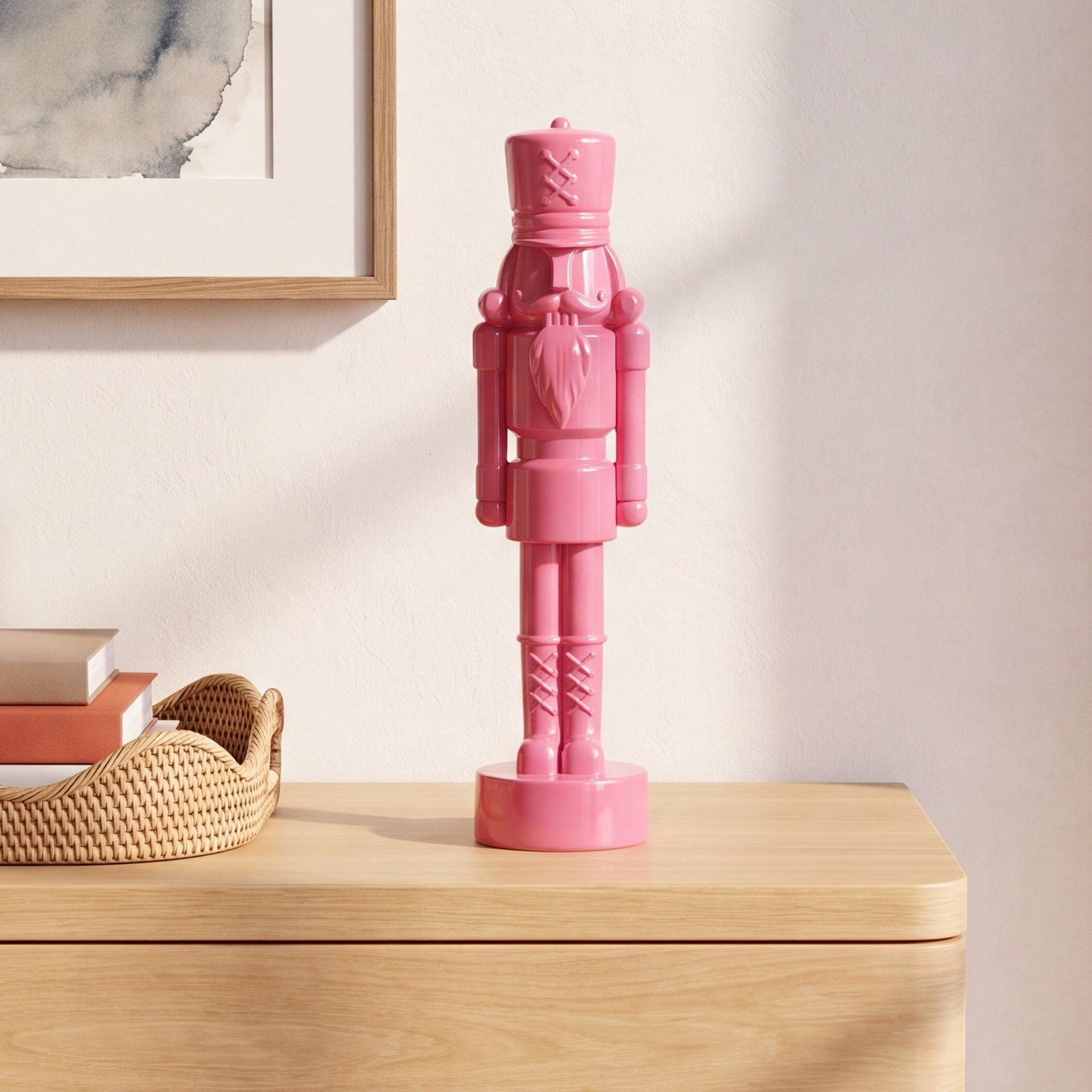 HGTV Cozy Winter Nutcracker Figurine, Pink, 13.58" H x 4.33" W x 4.72" D