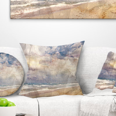 Coussin décoratif aquarelle seascape retro ocean