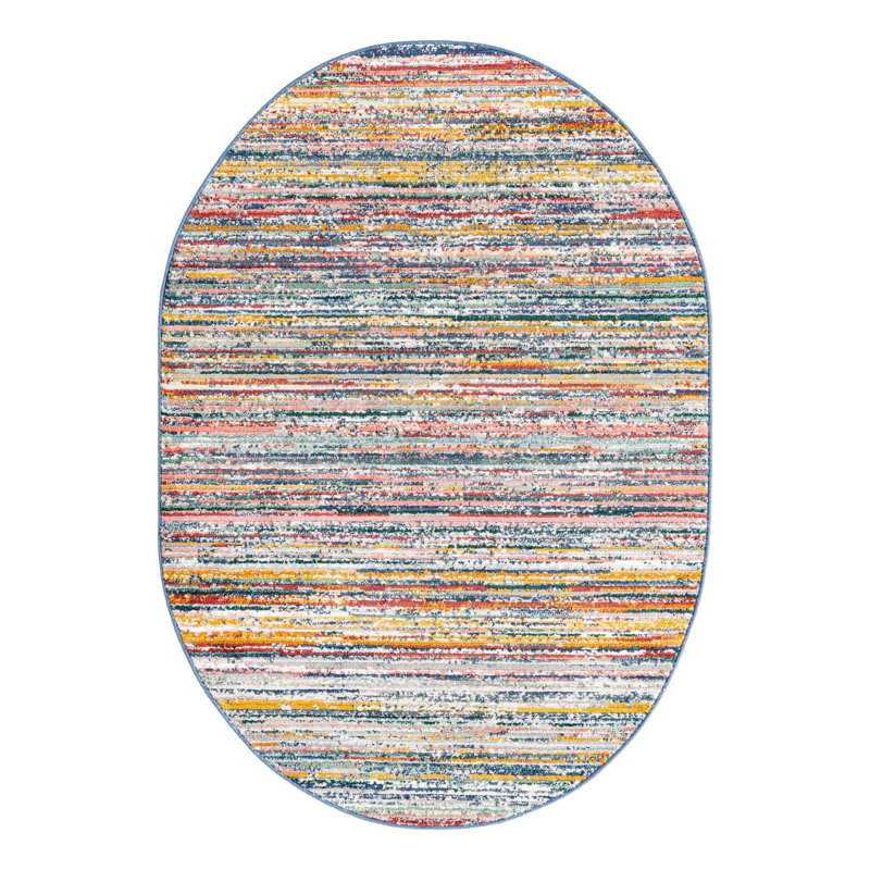 Hulsey Striped Indoor Rug, Oval 4'1" x 6'3"