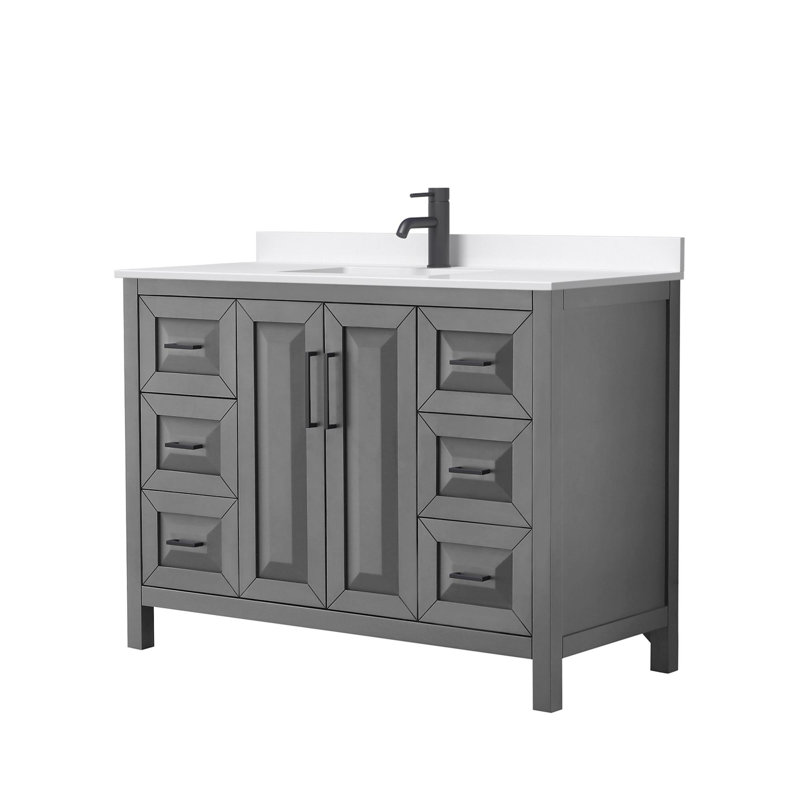 Daria 48'' W Vanity, Gray, Matte Black, Giotto Quartz
